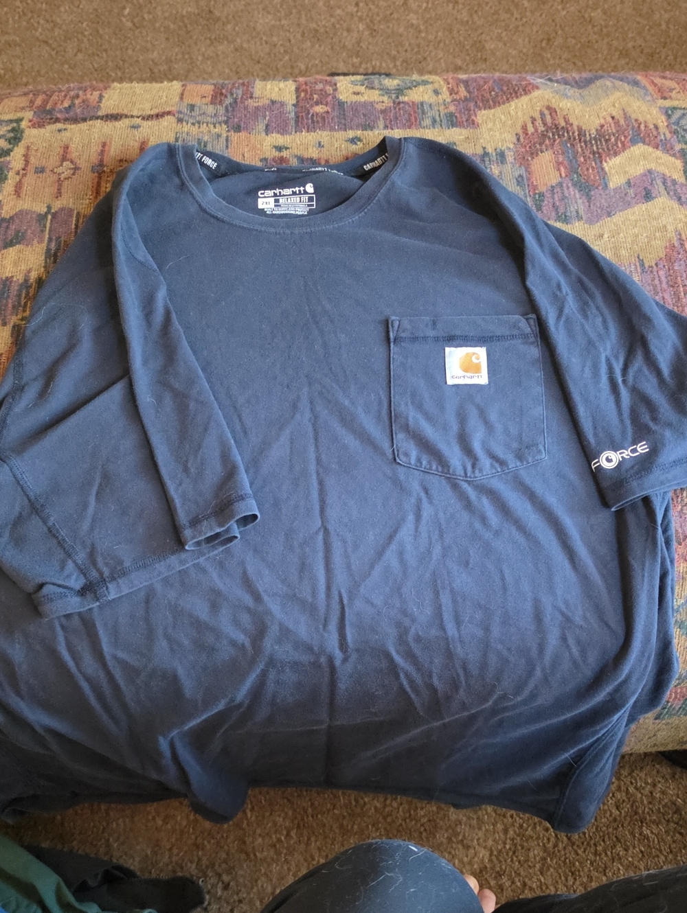 Carhartt Navy Short-Sleeve Pocket Tee with Logo Patch